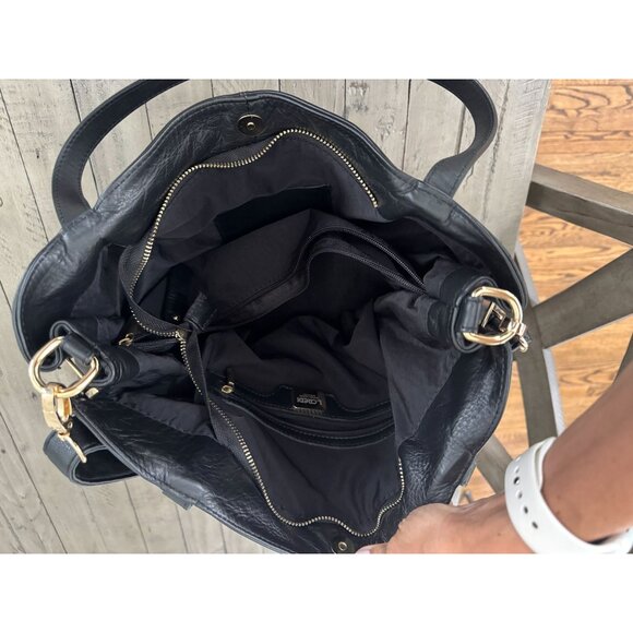 L. CREDI LARGE BLACK SHOULDER BAG - Picture 8 of 9
